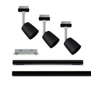 Spots LED noirs avec tige chromée et adaptateur pour systèmes de rails, éclairage moderne