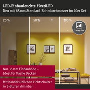 LED-Einbauleuchte FixedLED mit 68mm Bohrdurchmesser, dimmbar in 3 Stufen, ideal für flache Decken