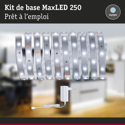 Bande LED MaxLED 250 blanche avec adaptateur secteur pour éclairage de jour intérieur