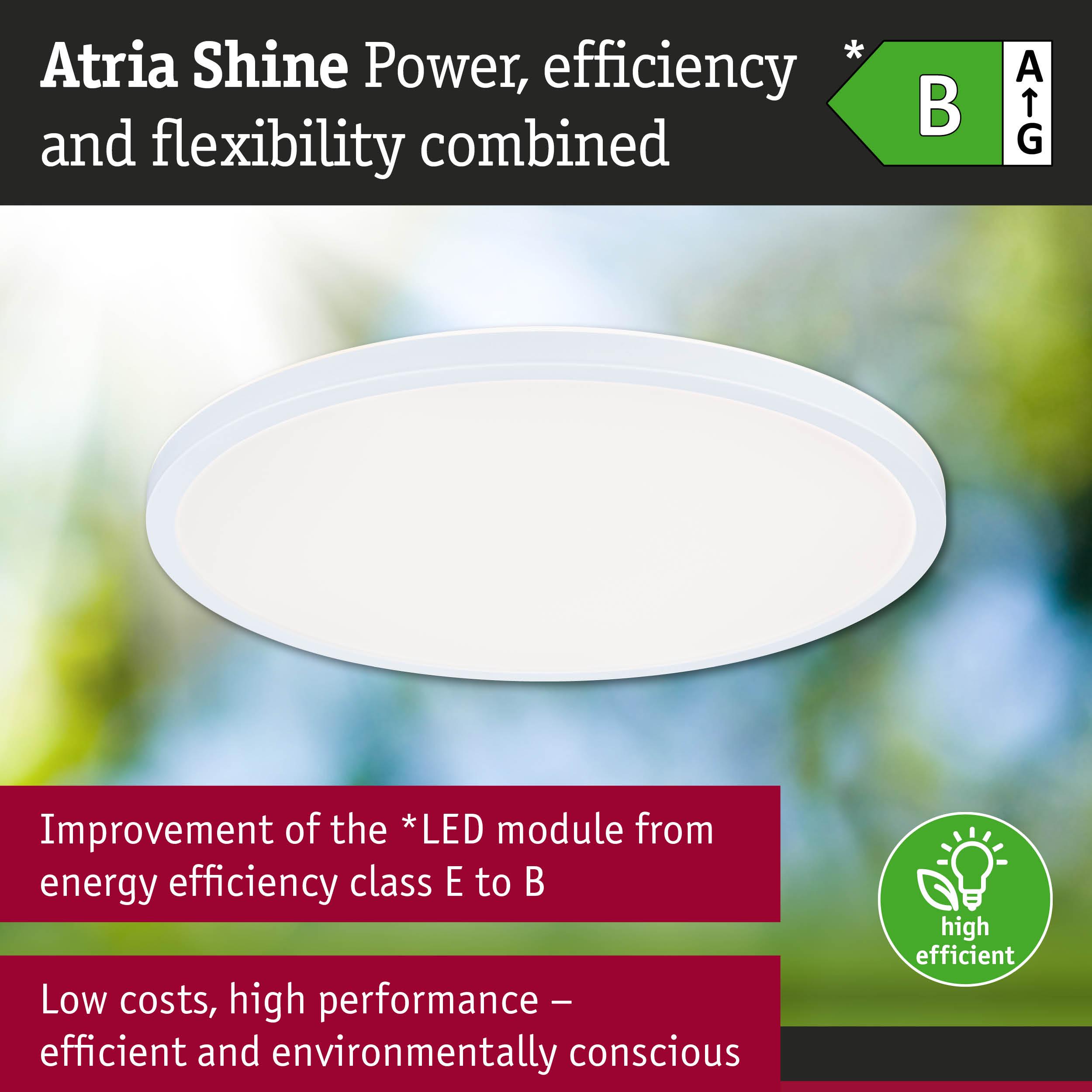 Round white LED ceiling light Atria Shine with high energy efficiency class B and eco-friendly performance