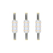 Three transparent plastic LED bulbs with yellow diodes for energy-efficient lighting solutions