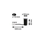Black LED recessed light with 50 mm diameter and 500 mm cable for 230 V power supply