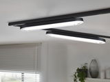 Modern black oval LED ceiling light with white illumination for living rooms and office spaces