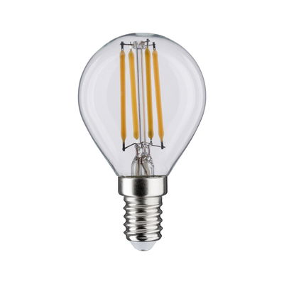 Small LED filament bulb with clear glass and E14 base for energy-efficient lighting solutions