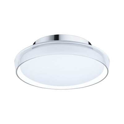 Ronde plafondlamp met chromen frame en wit acrylglas voor moderne verlichting