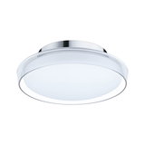 Round ceiling light with chrome frame and white acrylic glass for modern room lighting