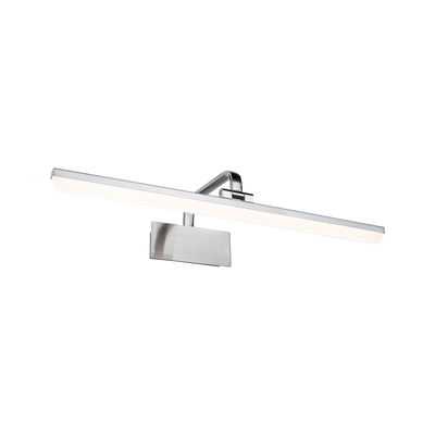 Modern LED wall light in brushed aluminum silver with warm white light for living spaces
