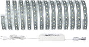 Bande LED flexible avec alimentation blanche et LED blanc chaud pour éclairage polyvalent.