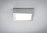 Square ceiling light in silver aluminum with warm white LED for modern indoor lighting
