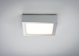 Quadratische Deckenleuchte aus Aluminium in Silber mit warmweißem LED-Licht für moderne Innenräume