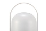 Moderne witte LED-tafellamp met gebogen metalen handvat voor stijlvolle verlichting thuis