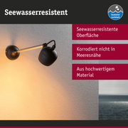 Schwarze Wandlampe mit seewasserresistenter Oberfläche aus hochwertigem Material für Außenbereiche