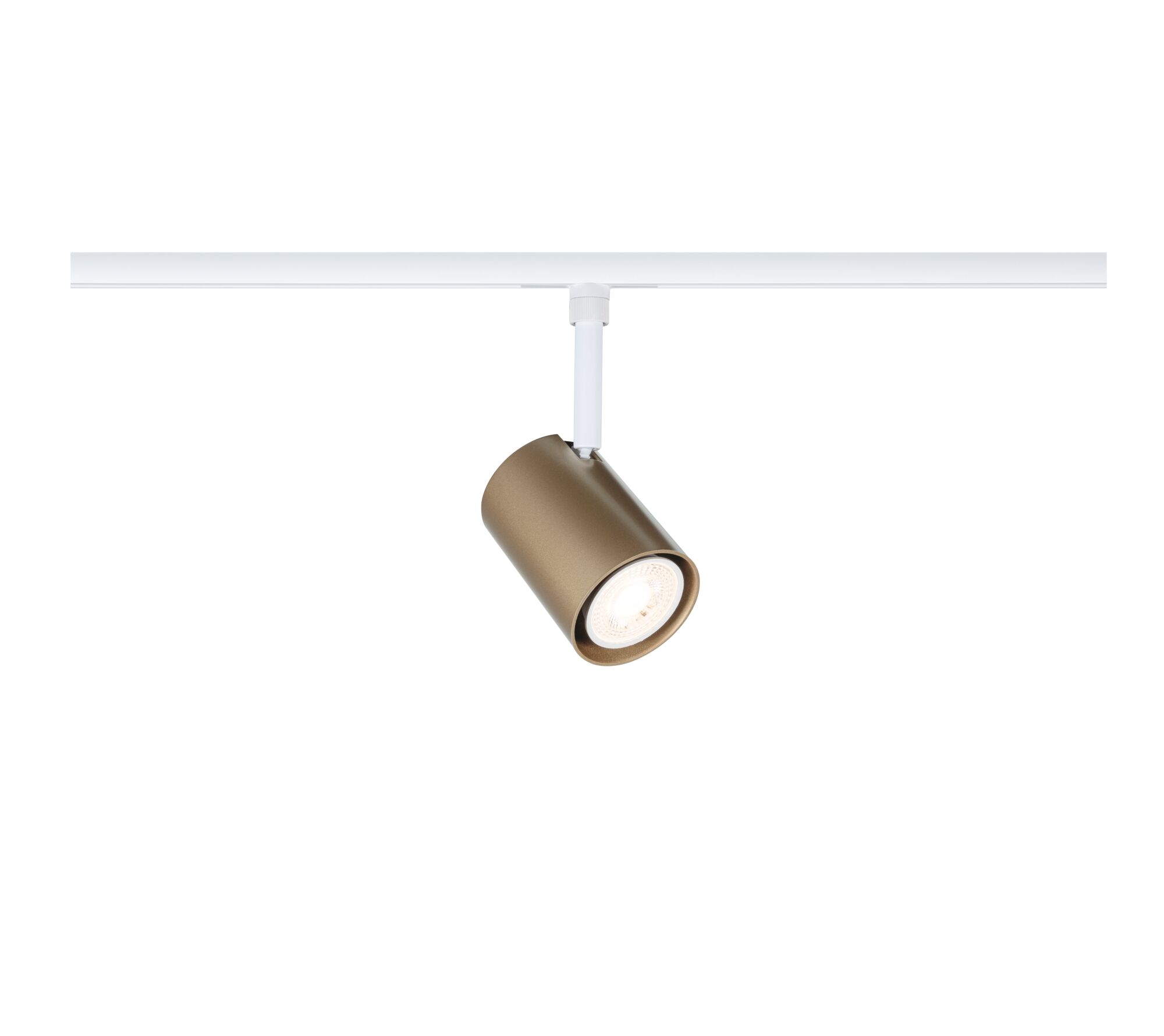 Modern bronze LED spotlight with white track system for versatile room lighting solutions