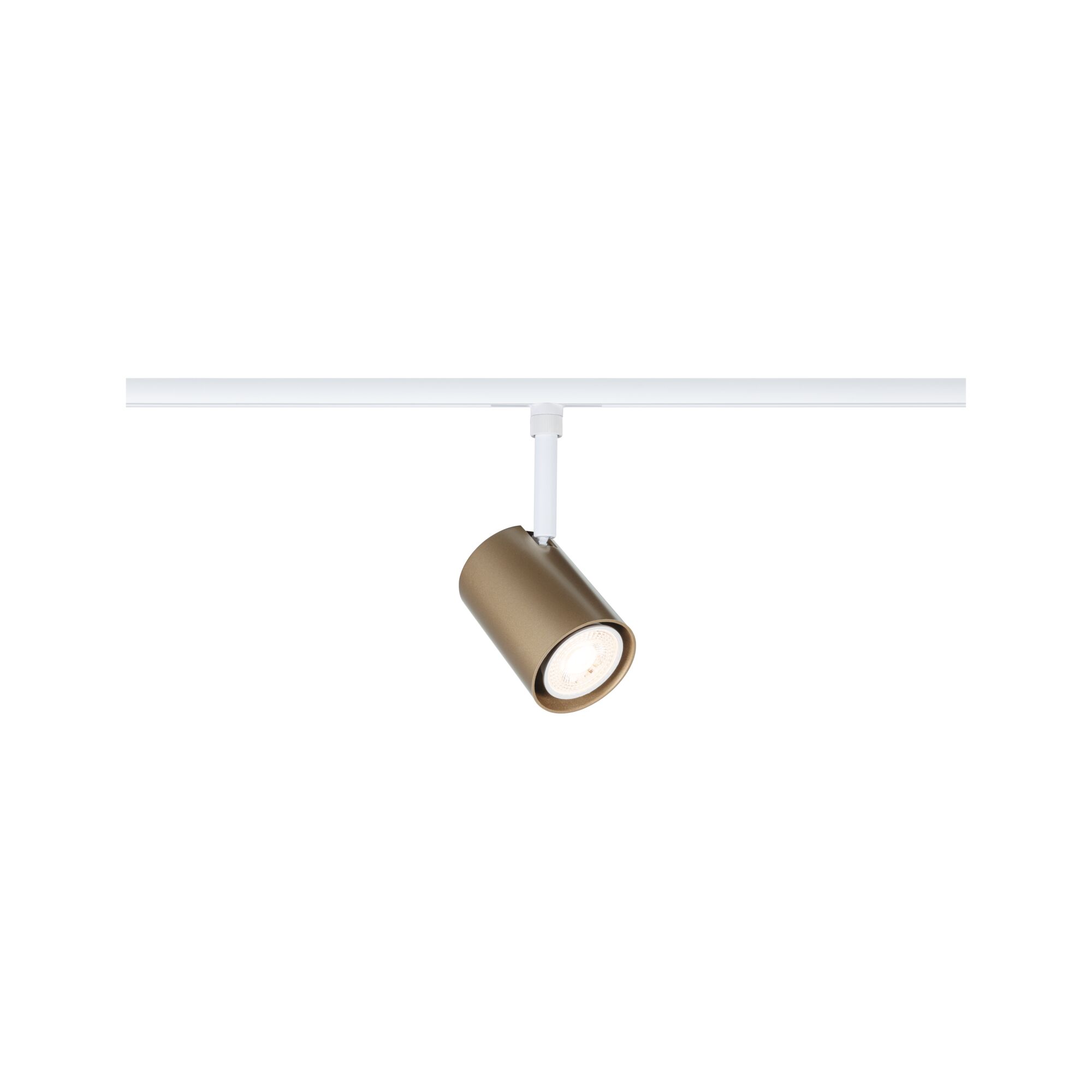 URail Schienenspot Luxe GU10 max. 10W dimmbar 230V Gold matt/Signalweiß Moderner Strahler in Bronze mit weißer Schiene aus Metall für flexible Beleuchtung