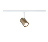 Modern bronze LED spotlight with white track system for versatile room lighting solutions