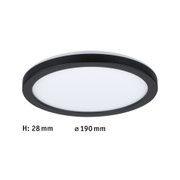 Okrągła lampa sufitowa LED z czarną metalową ramą i białym dyfuzorem, energooszczędne oświetlenie wnętrz