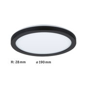 Round LED ceiling light with black metal frame and white diffuser, energy-efficient indoor lighting