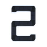 Black solar panel shaped as number 2 with white frame for sustainable energy use