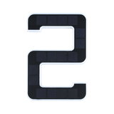 Zwart zonnepaneel in de vorm van cijfer 2 met wit frame voor duurzame energie