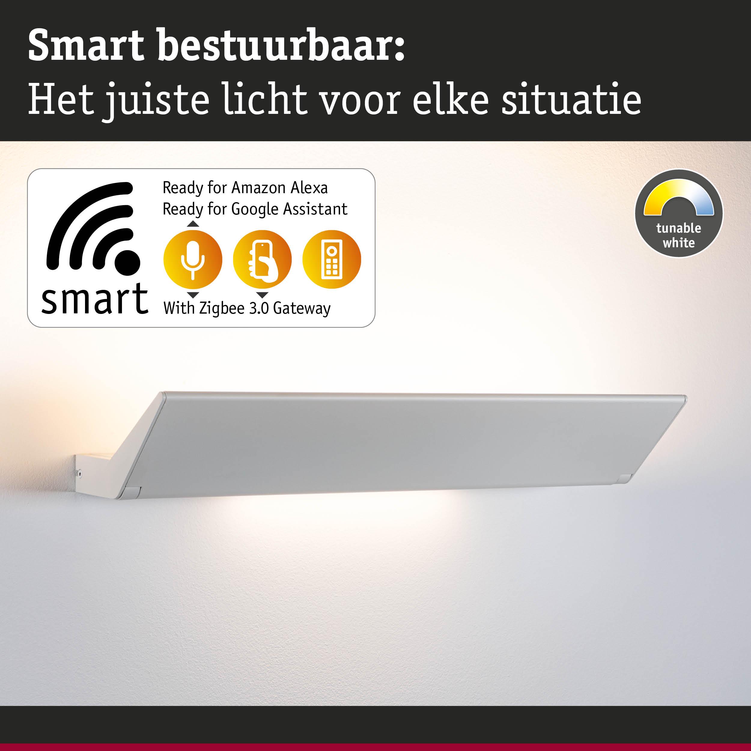 Moderne witte LED-wandlamp met slimme bediening en instelbaar wit licht voor Alexa en Google