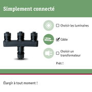Connecteur en plastique noir avec trois bouchons à vis pour systèmes d'éclairage LED