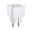Adaptateur de prise électrique blanc en plastique avec deux broches métalliques pour appareils.