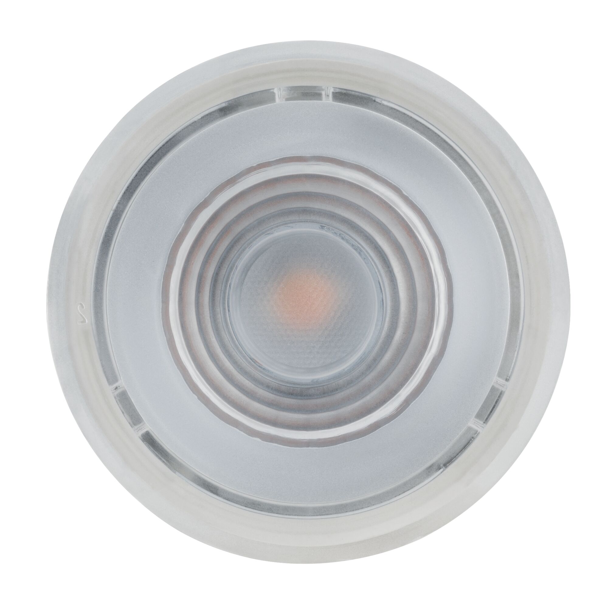 Round LED light bulb with clear glass and visible filament for energy-efficient lighting solutions