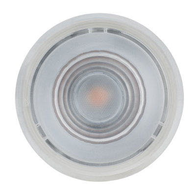 Round LED light bulb with clear glass and visible filament for energy-efficient lighting solutions