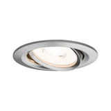 Round brushed stainless steel recessed spotlight with adjustable LED and warm white light