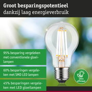Energiezuinige LED-lamp met helder glas en zilveren fitting voor duurzame verlichting