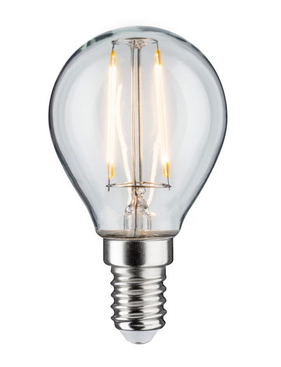 Klassische LED-Glühbirne mit transparentem Glas und E14-Fassung für energiesparende Beleuchtung