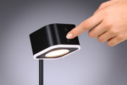 Black LED desk lamp with touch switch and white light, modern design for workspaces