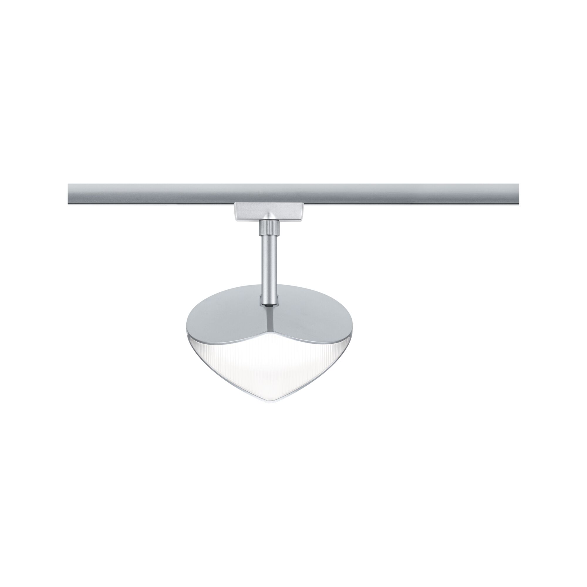 Silberne LED-Schienenleuchte mit herzförmigem Leuchtkopf aus Metall für moderne Innenbeleuchtung