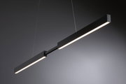 Zwarte metalen LED-hanglamp met warm wit licht voor moderne interieurs