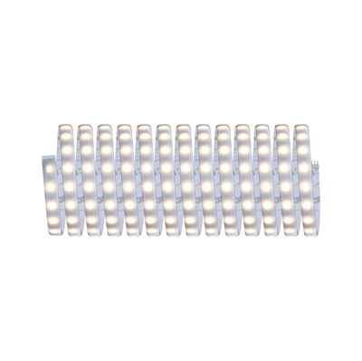 Flexible LED strip light with warm white glow and adhesive backing for versatile lighting solutions.