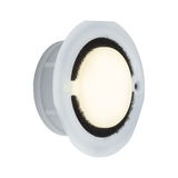 Ronde LED-inbouwlamp met witte kunststof behuizing en zwarte afdichtring voor binnenverlichting
