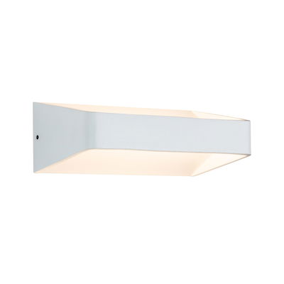 Modern white metal wall light with indirect warm white LED illumination for living spaces