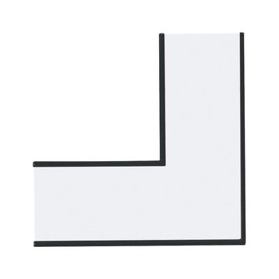 White corner connector with black frame made of plastic for LED light strips, modern design