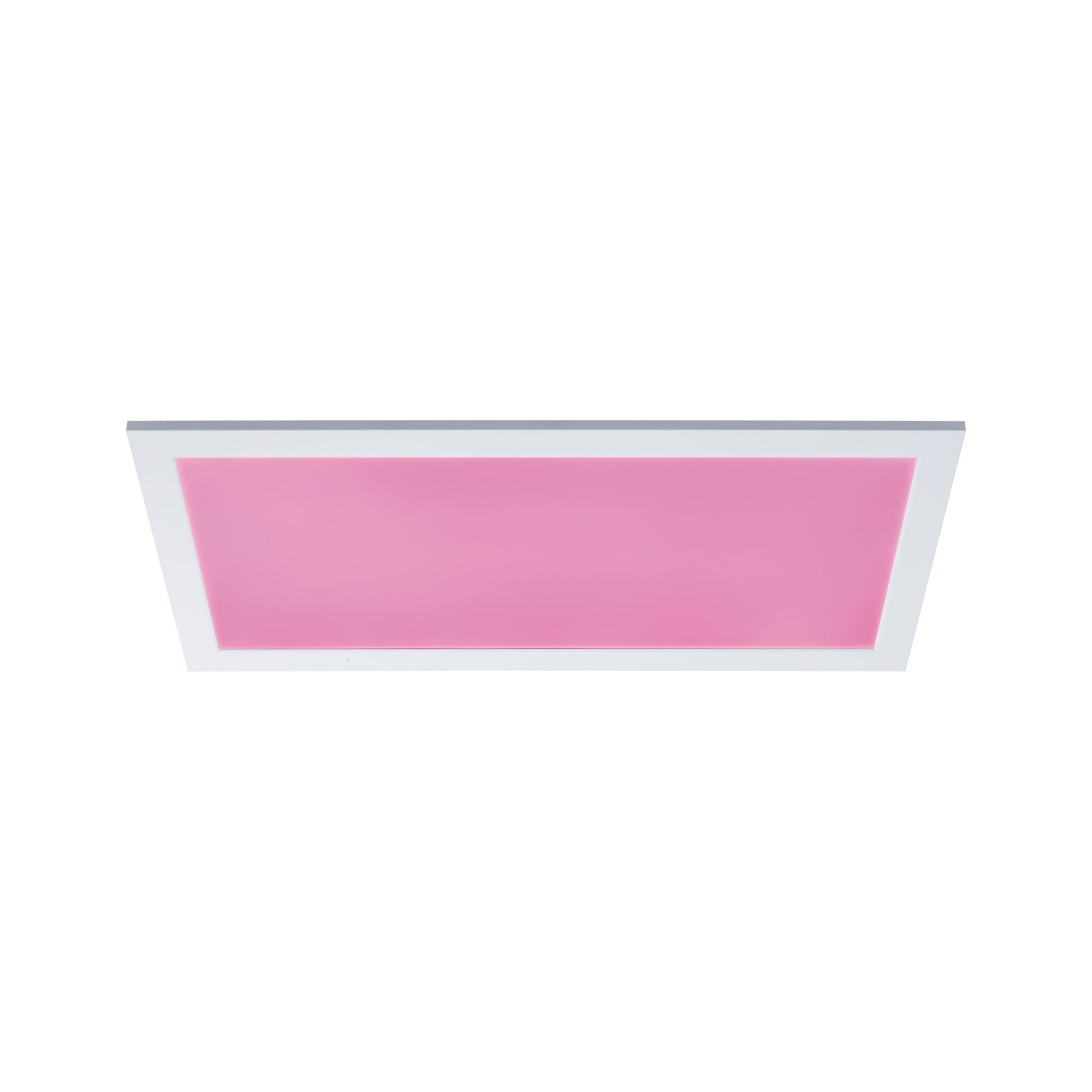 Rectangular LED ceiling light with white frame and pink panel for modern room lighting