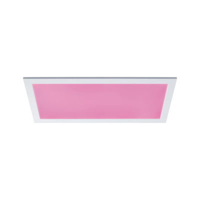 Rectangular LED ceiling light with white frame and pink panel for modern room lighting