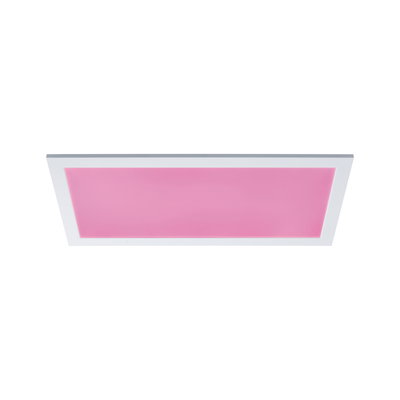 Rectangular LED ceiling light with white frame and pink panel for modern room lighting