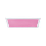Plafonnier LED rectangulaire avec cadre blanc et panneau rose pour éclairage moderne
