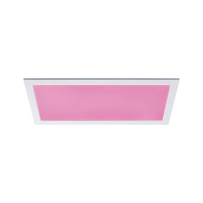 Rectangular LED ceiling light with white frame and pink panel for modern room lighting