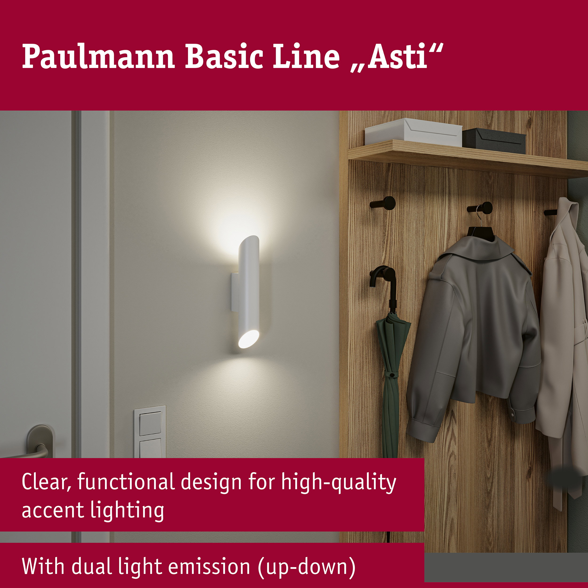 Wall light Asti GU10 230V max. 2x10W Matt white