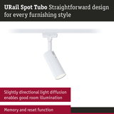 White URail Spot Tubo LED spotlight with slightly directional light diffusion for effective room lighting