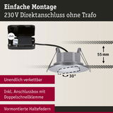 Einbau-LED-Spot in Grau mit Anschlussbox und Doppelschnellklemme, 230V Direktanschluss ohne Trafo