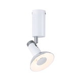 Modern white LED spotlight with adjustable head and chrome reflector for accent lighting