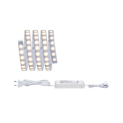 Flexible LED light strip with white power supply and plug for modern room lighting