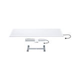 Flat white LED panel with driver and mounting bracket for energy-efficient ceiling lighting