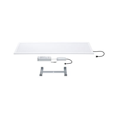 Flat white LED panel with driver and mounting bracket for energy-efficient ceiling lighting